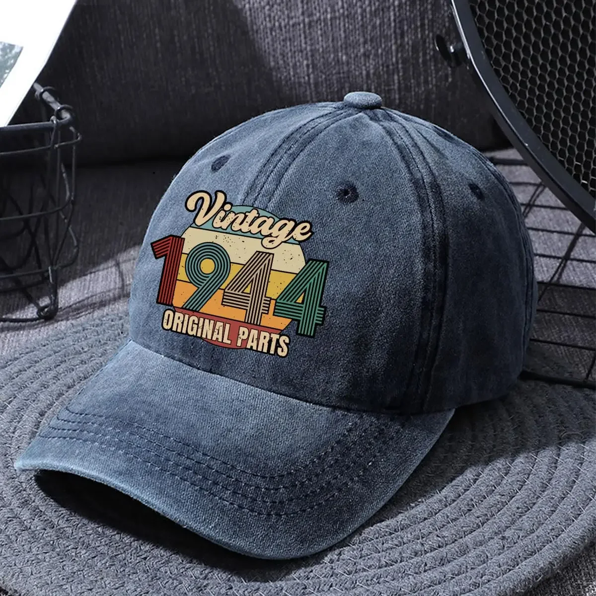 

2026 Vintage 1944 Original Parts Fun Washed Blue Baseball Cap Adjustable Caps 80th Birthday Retirement Gifts for Men Women