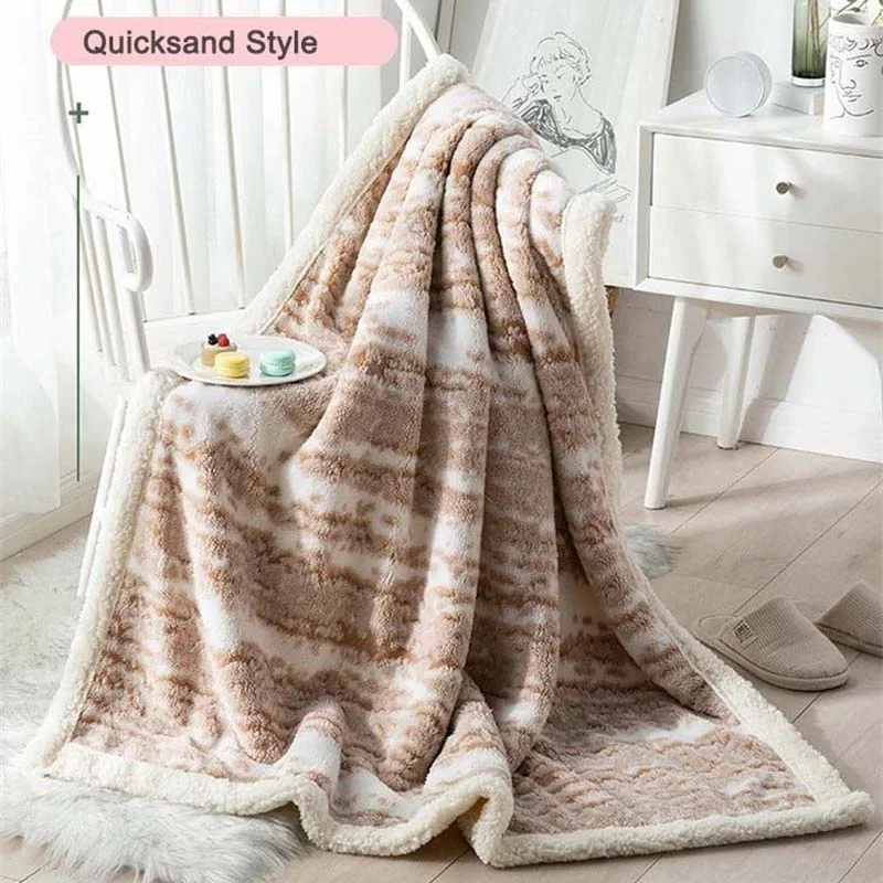 Quicksand Design Lamb Fleece Bedding Blanket Coral Fleece Office Home Sleeping Blanket For Bed Sofa Warm Blanket