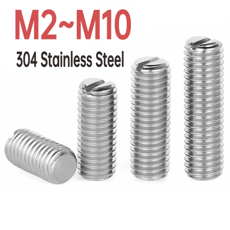

2/50Pcs M2M2.5 M3 M4 M5 M6 M8 M10 GB73 DIN551 304 Stainless Steel Slotted Head Flat End Headless Grub Bolt Set Screw