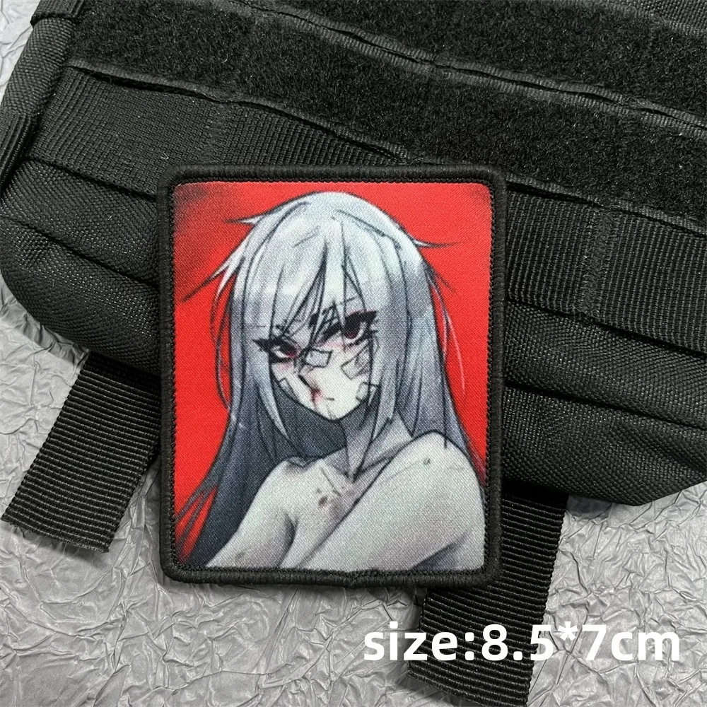 Parche de Anime para ropa para niña, insignias estampadas, parches de gancho y bucle, mochila, equipo táctico, emblema de belleza de dibujos animados