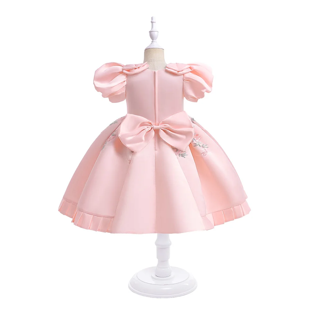 Embroidery Flower Princess Party Dress For Girl Children Costume Puff Sleeve Kids Clothes Birthday Wedding Gown Prom Vestidos