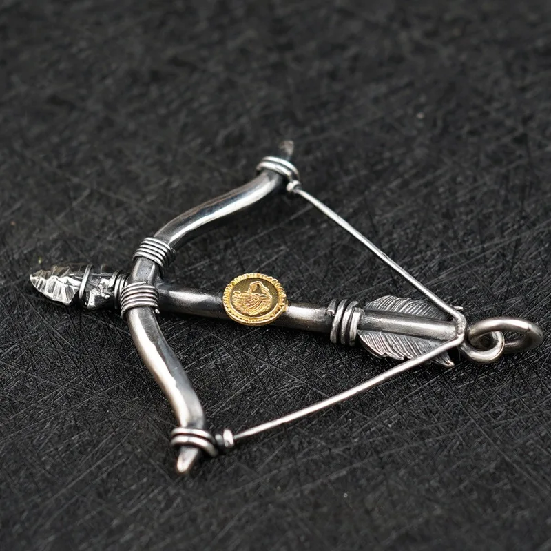 Small and Exquisite Indian Style Ancient Times Stone Bow and Arrow Pendant Necklace Unique and Personalized Jewelry