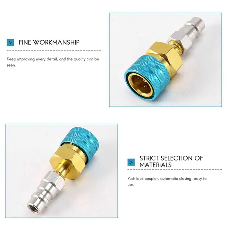A64P-2X R1234yf To R134A Low Side Quick Coupler, R12 To R134A Hose Adapter Fitting Connector For Car Air-Conditioning