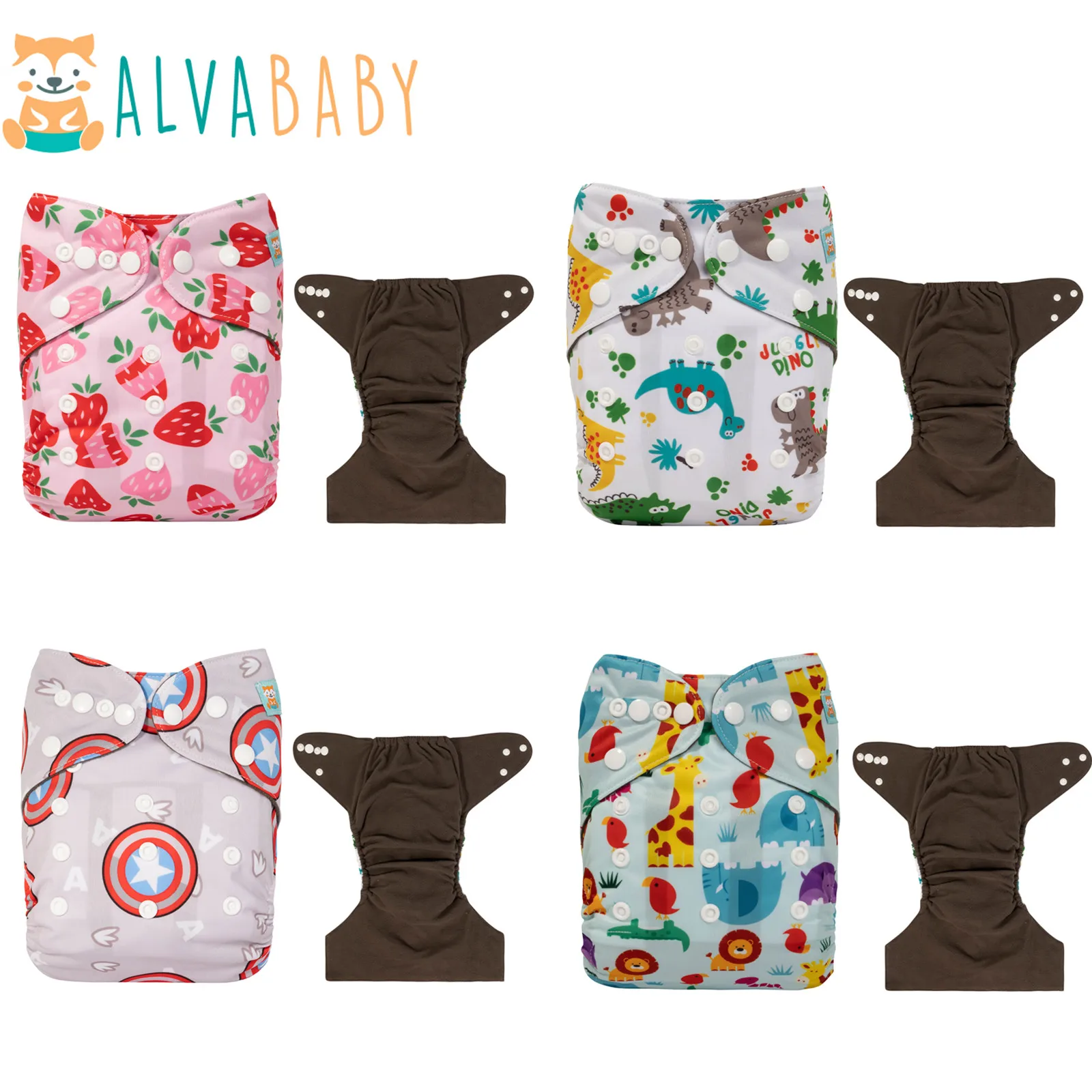 U Pick ALVABABY Bamboo Charcoal Diaper for Baby Reusable Nappy for Babies 3-15kg with 1pc Charcoal Insert