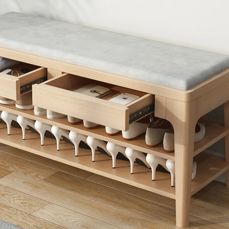 Long Stool Light Luxury Soft Fabric Covered Stool Stool Rectangular Footstool Bench Stool