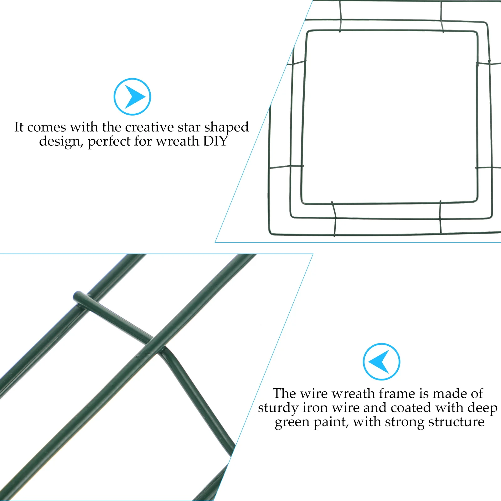 

2Pcs Square Iron Wreath Frame 30cm Green DIY Ring for Festival Flower Decor Home Wall Hanging Accessories