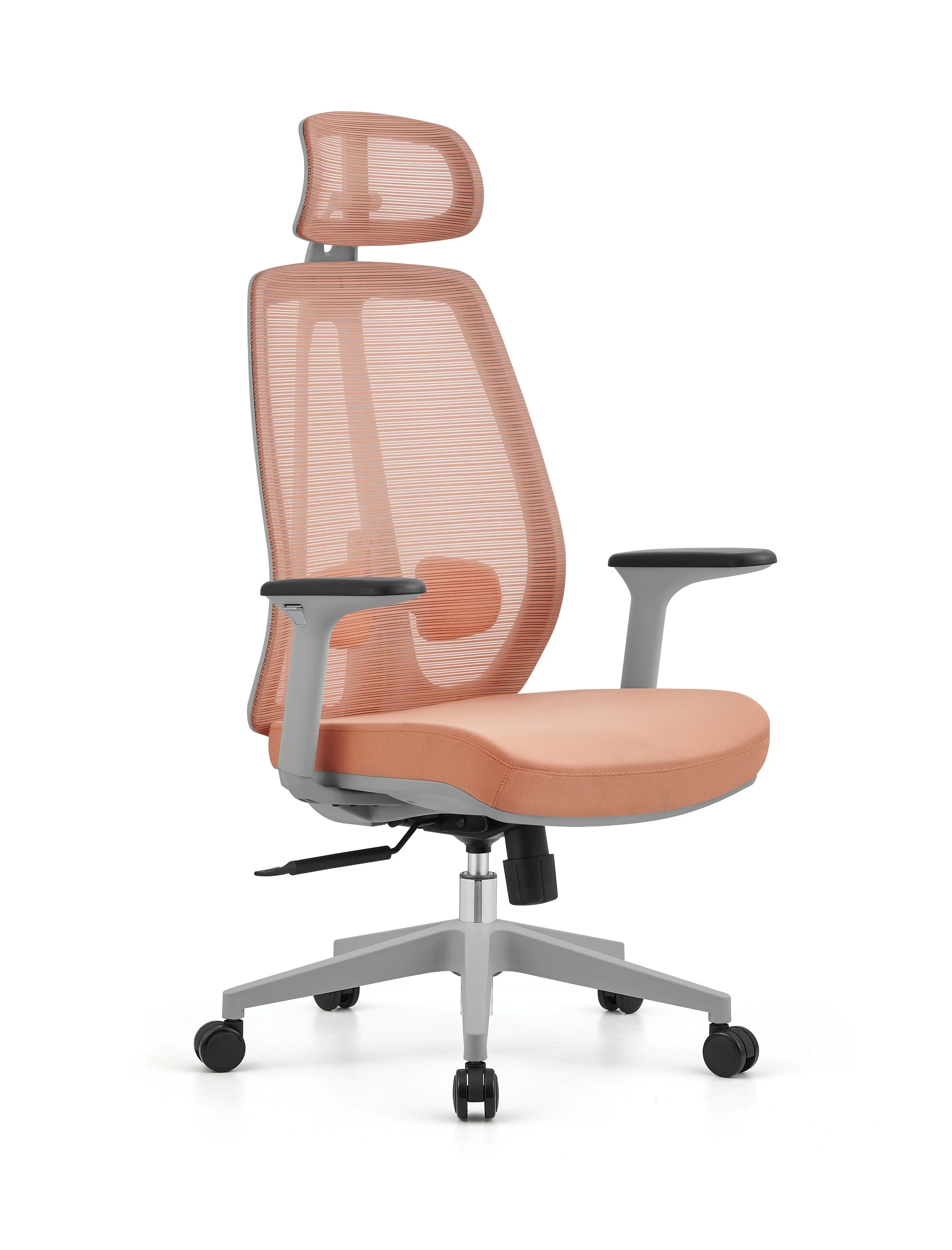 

Contemporary Design Office Chair with Ergonomic Back Support Adjustable Height Aluminum Alloy Base Swivel Made Synthetic Leather