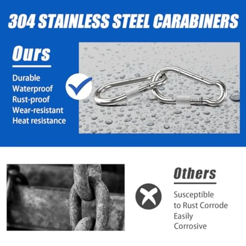 1Pcs M5-M11 304 Stainless Steel Spring Snap Carabiner Clips Screw Lock Link Hook Carabiners Outdoor Climbing Gear Equipment