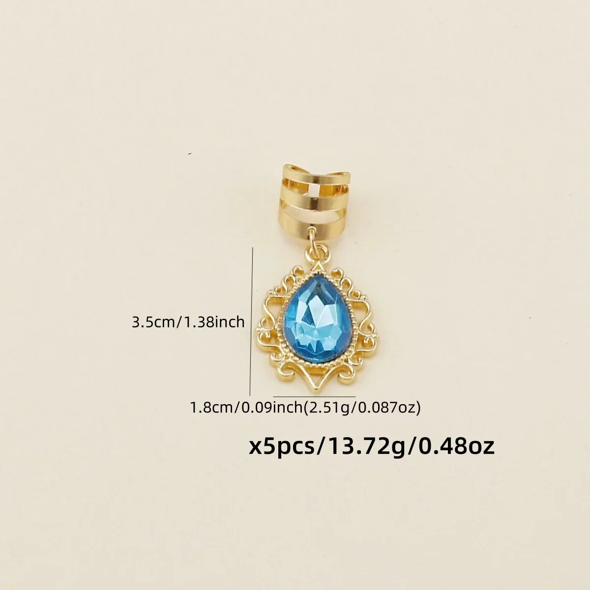 5 pieces of new blue gemstone opening adjustable braid loop hair fasteners, elegant and good-looking