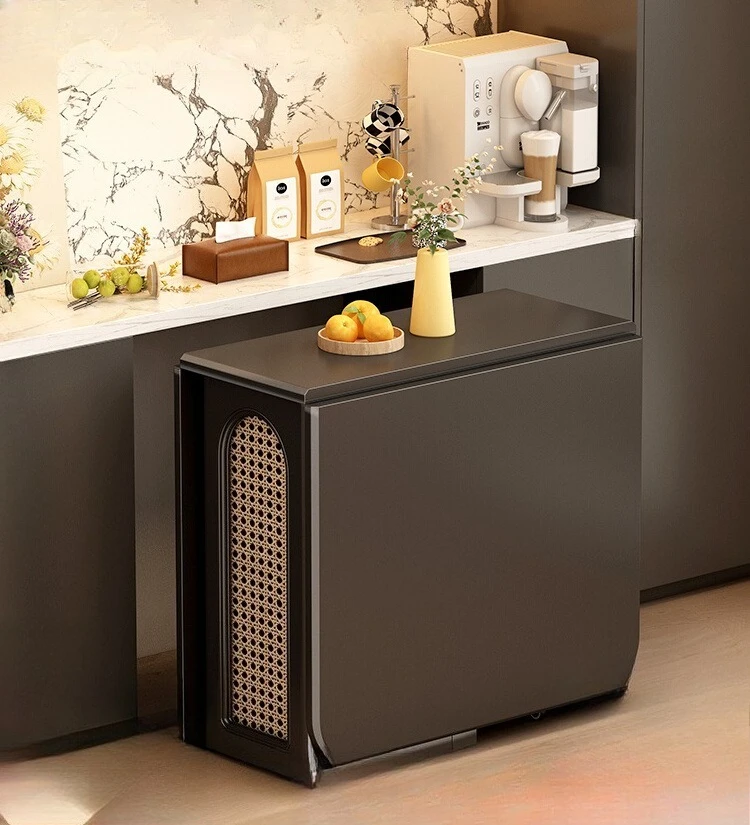 Medieval high-end integrated household small apartment with induction cooker mobile shrink dining table