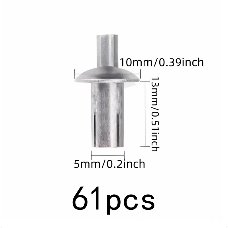61 pcs 5*13mm Blind Hammer Rivets with No Special Tools Required, ideal for Home Repair Fixing and Machinery Fastening