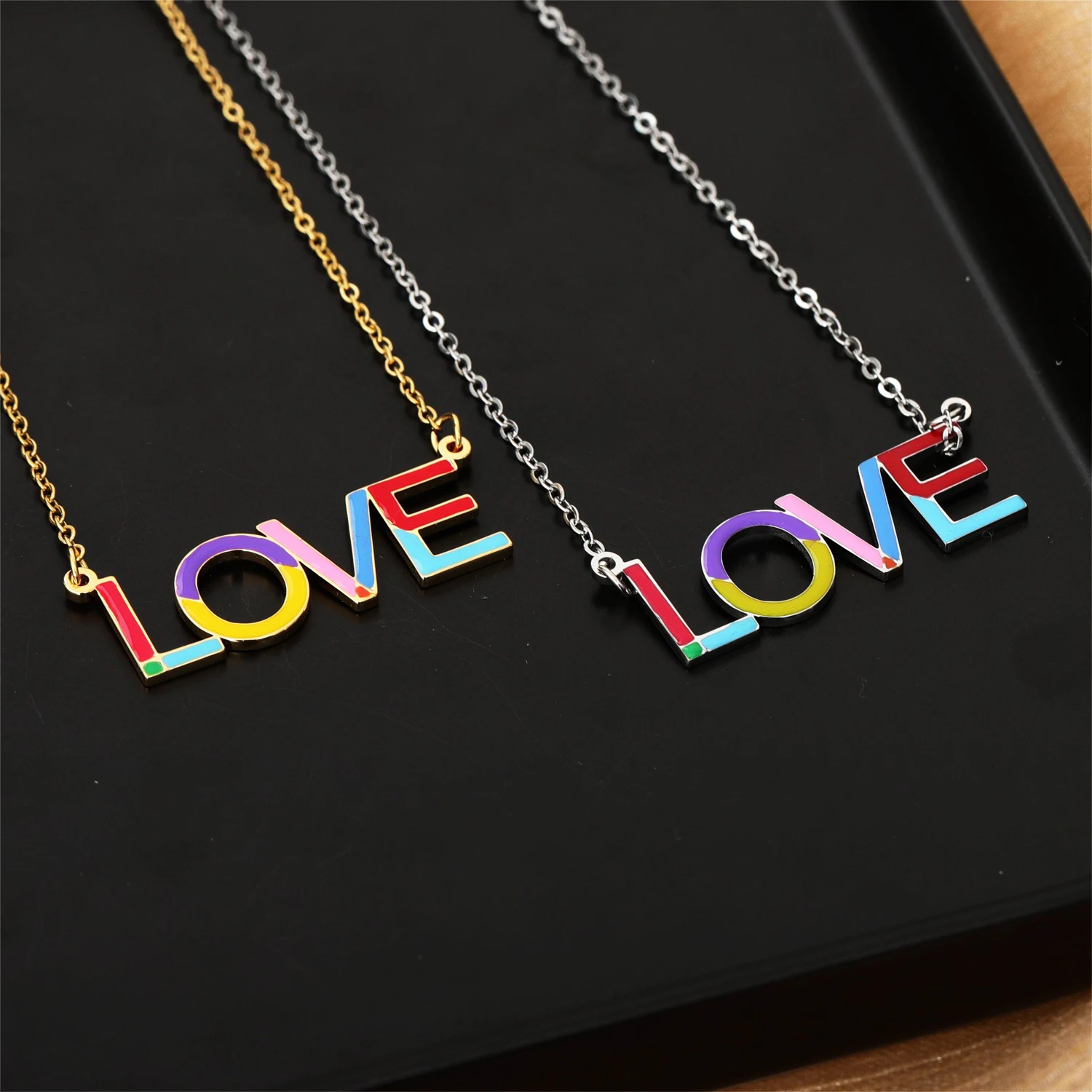 

Personalized Enamel Name Necklace Customized Color Pendant Stainless Steel Accessories High-End Jewelry Women's Gifts For Her