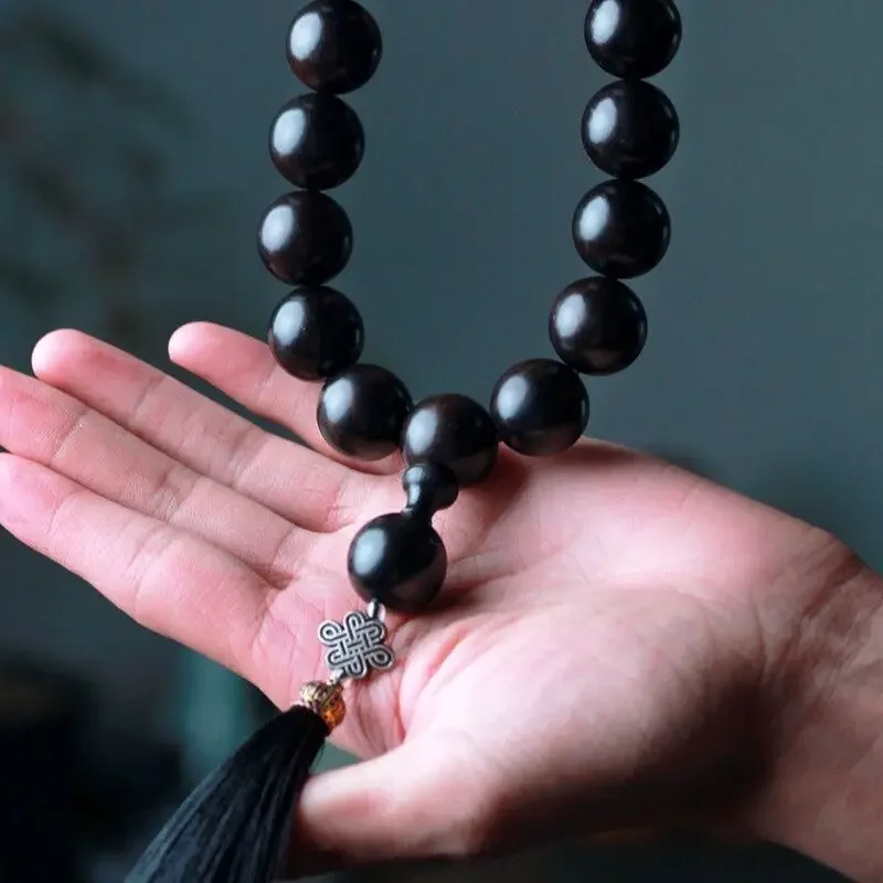 UMQ Original Handheld Bracelet Purple Sandalwood Ebony Agarwood Older Material Made Prayer Beads Couple Crafts Tassel Jewelry - Image 4