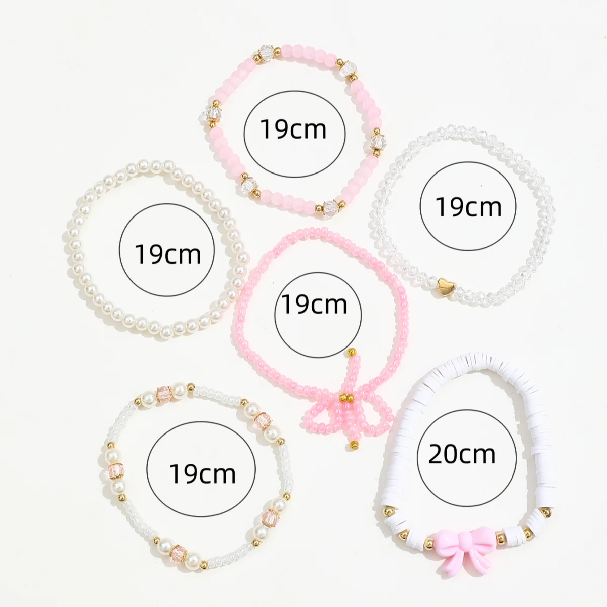 6Pcs/Set European and American Cute Pearl Love Beaded Bow Bracelets Set For Women Simple Design Sweet Jewelry Gifts view 6