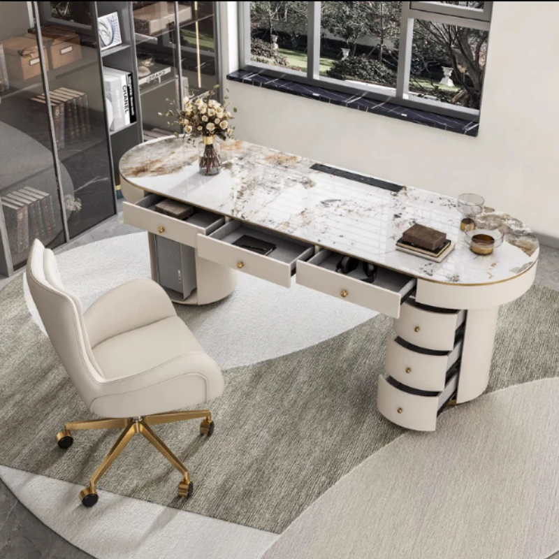 Light luxury rock slab simple study home writing desk study table high-end medical beauty office