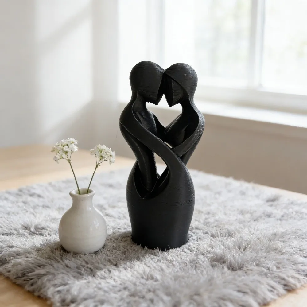 Romantic 3D Printed Embracing Couple Statues Abstract Creative Hugging Statue Plastic Couple Figure Ornament Valentine's Day