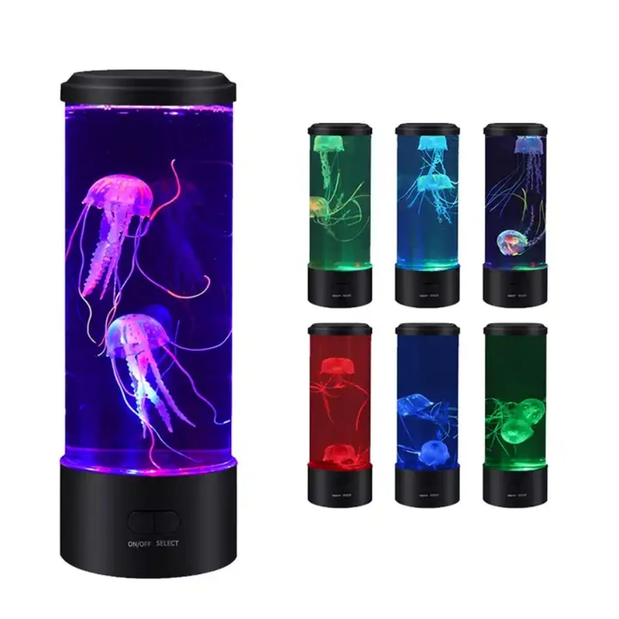 Remote Control Simulated Jellyfish Cylindrical Quiet Light Home Bedroom Decoration Led Colorful Aquarium Night Lights