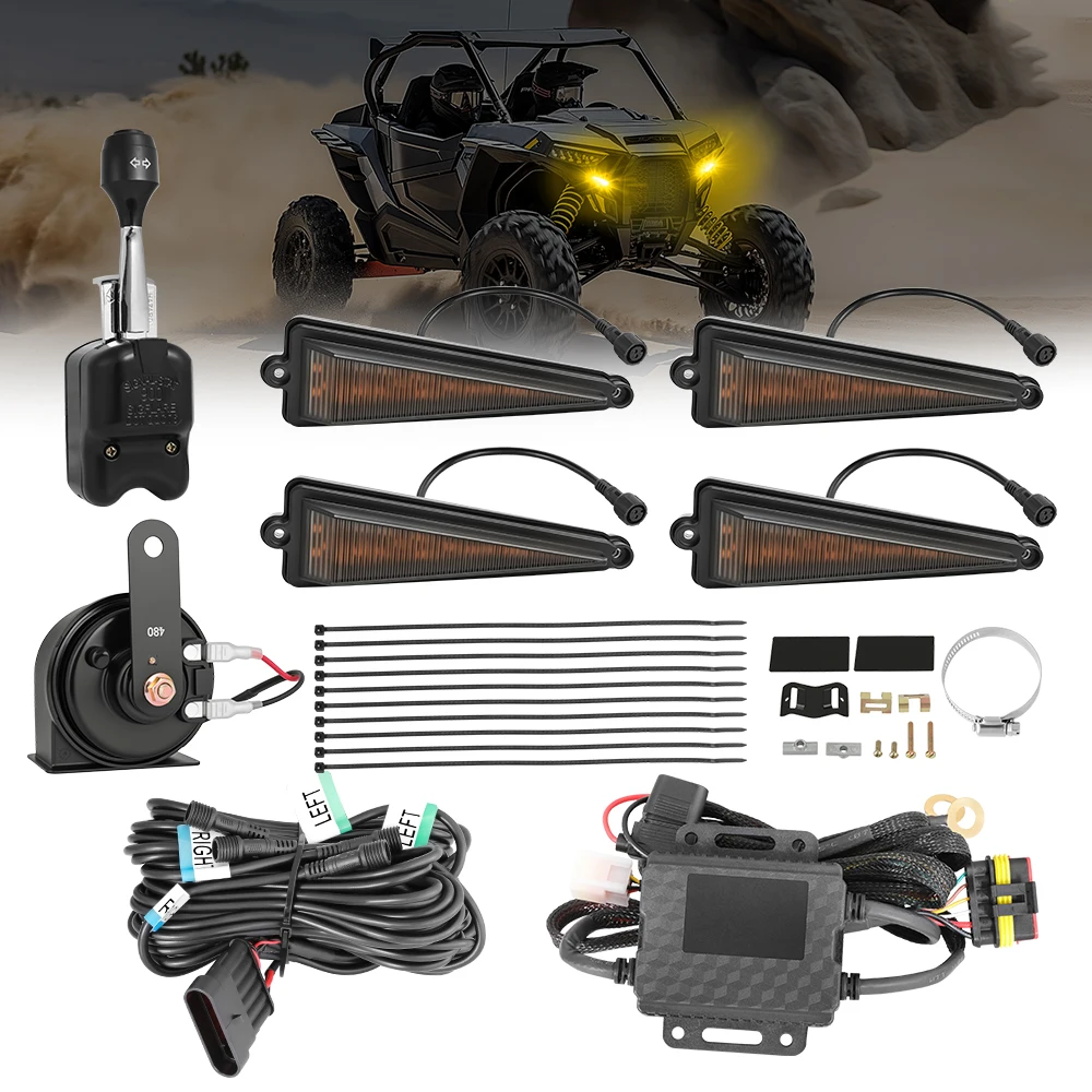 Plug and Play Street Legal Turn Signal Kit LED Triangle Light Horn And Hazard For Polaris General 1000 XP XP4 Single Or Crew Cab