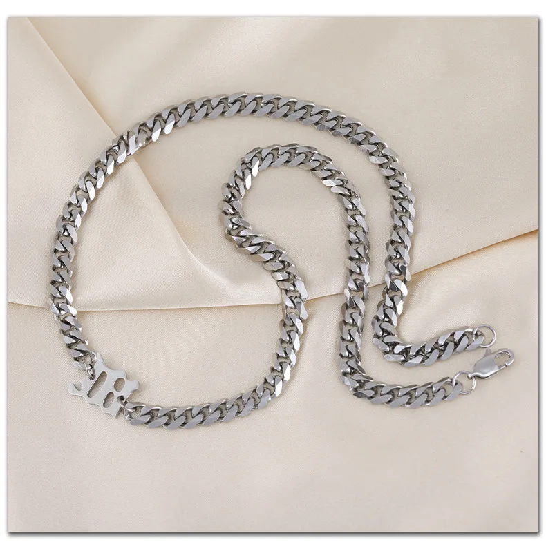 힙합 목걸이, 트렌디한 남녀 개성, 쇄골 체인, 티타늄 스틸 레터 두꺼운 체인