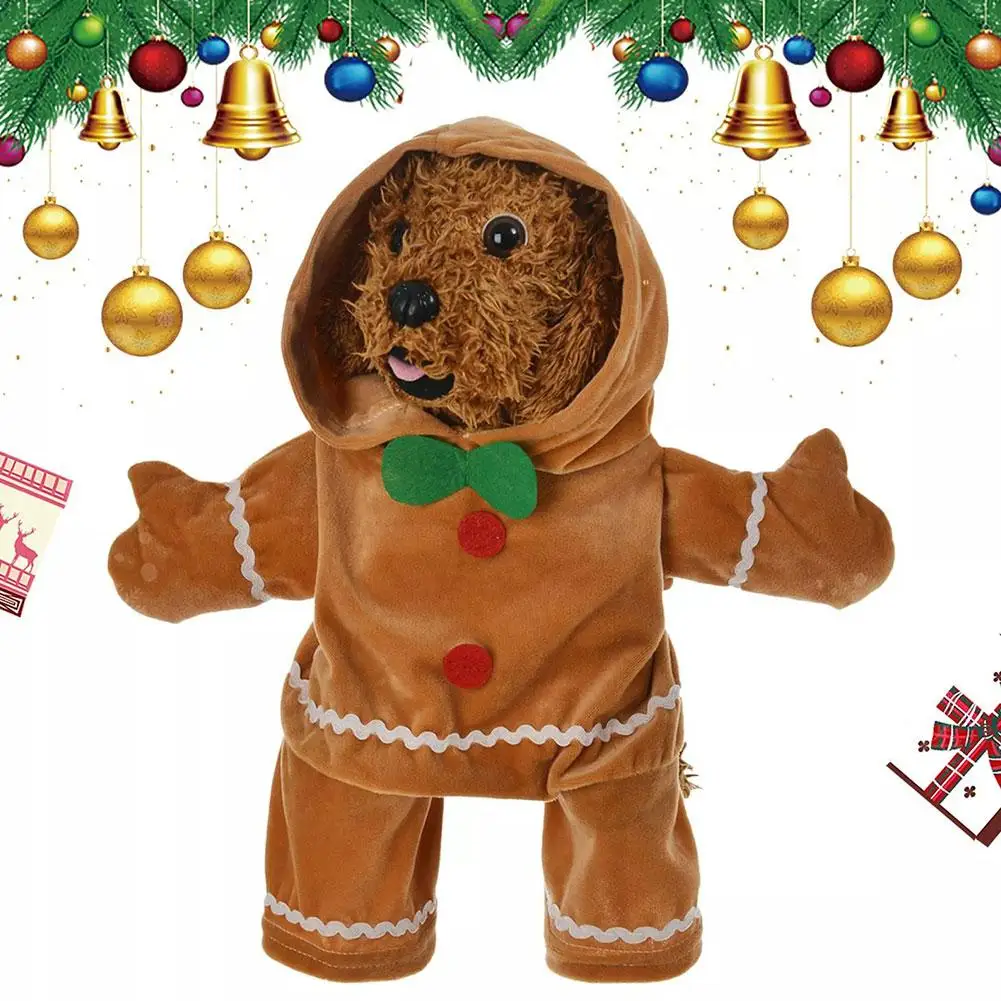 Pet Gingerbread Hoodie Soft Puppy Costume Hoodie Gingerbread Man Pet Puppy Cat Stand Up Costume For Cats Dogs Puppy Pets J4J6