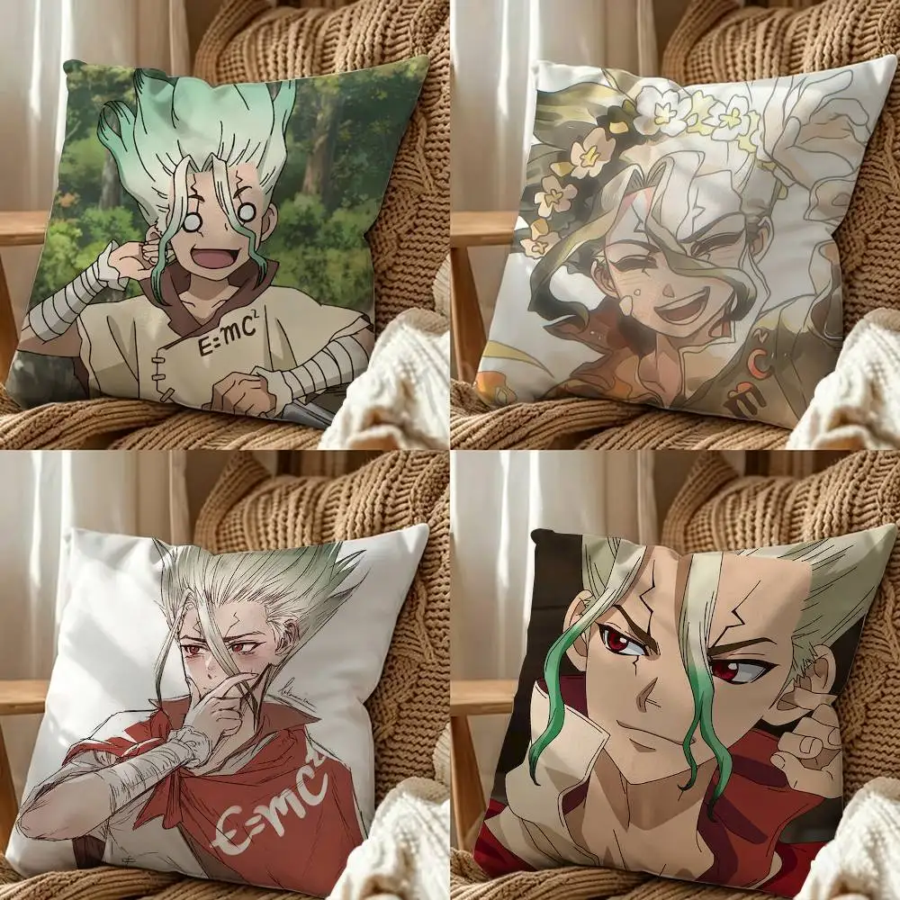 Dr STONEs Senku Ishigami Double-Sided Printed Cushion Cover Bedroom Bedside Sofa Pillow Case