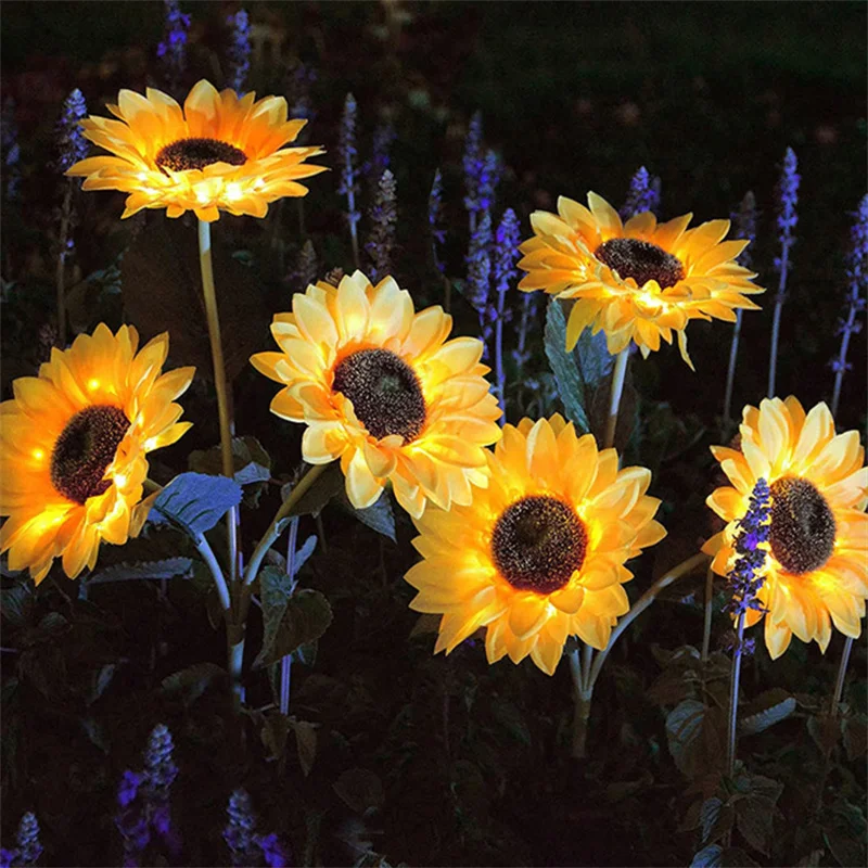 

1pc Solar Powered Sunflower Lawn Lamp Waterproof LED Fairy Lamp for Garden Patio Fence Outdoor Decoration