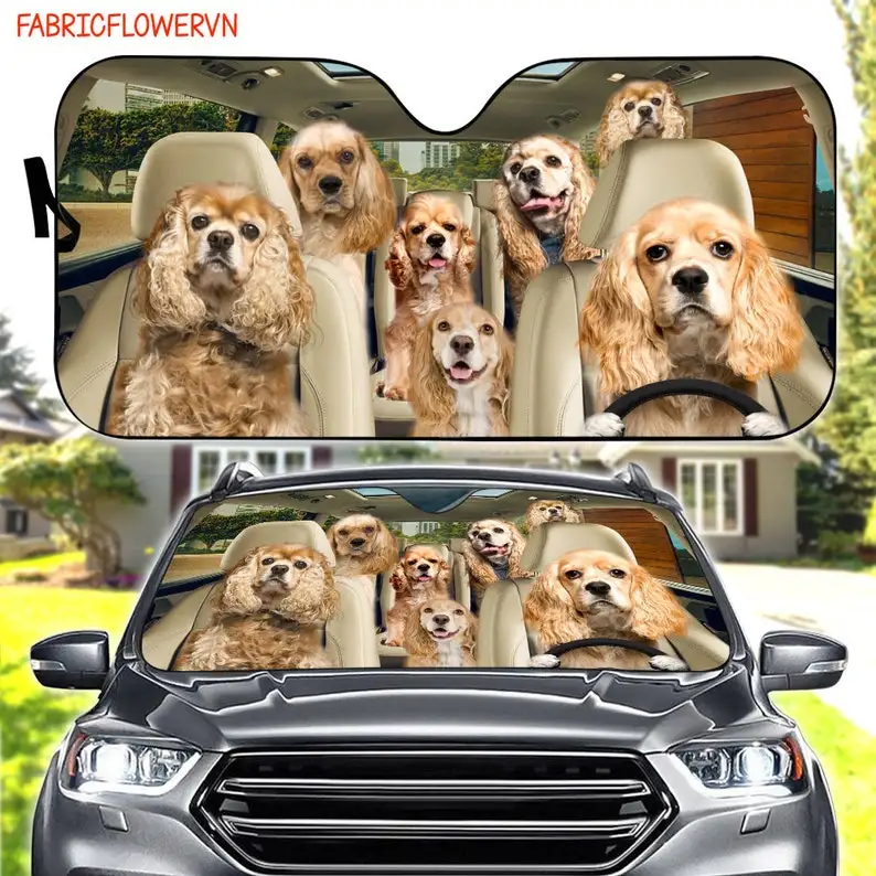 

American Cocker Spaniel Car Sunshade, Dog Car Decoration, Dog Windshield, Dog Lovers Gift, Dog Car Sunshade, Gift For Mom, Gift