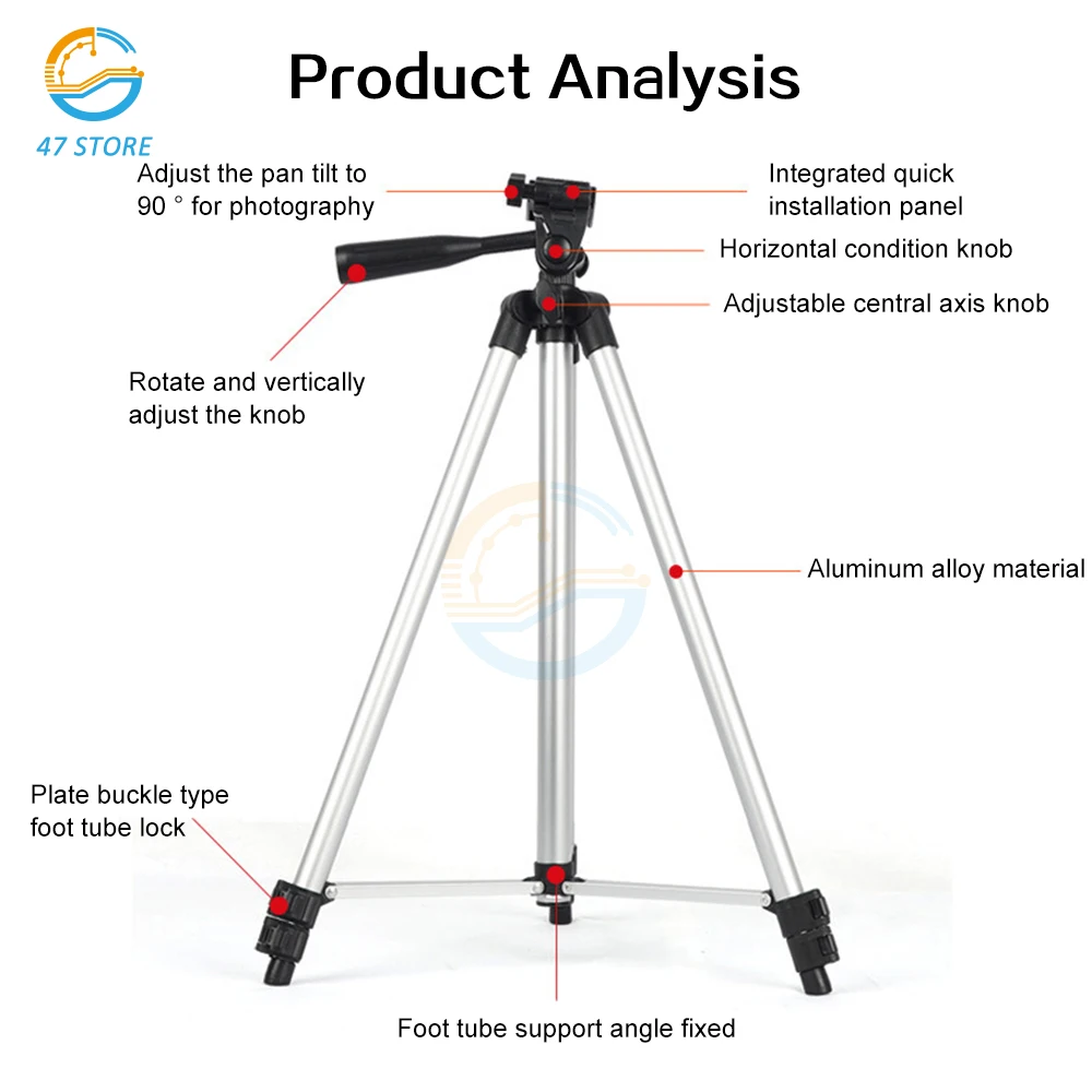 Portable Laser Level Tripod 150cm Tripod Stand Bracket Laser Level Tripod Adapter Leveling With Carrying Bag and 1/4 Inch Thread