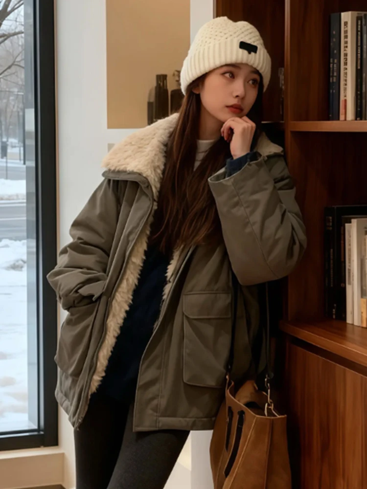 

Женская теплая зимняя парка средней длины с подкладкой из овечьей шерсти, повседневное пальто для города, модный китайский бренд Xiangduer