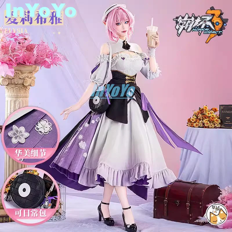 InYoYo Elysia Cosplay Honkai Impact 3 Costume Sweet Memories Dal.Komm Dress Uniform Cos Halloween Party Outfit Women Clothing