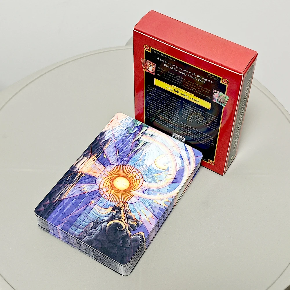 بطاقات الهندسة المقدسة للمسار البصري 64 قطعة بطاقات أوراكل دمج الرياضيات والعلوم والروحانية 10.4*7.3 سنتيمتر #4