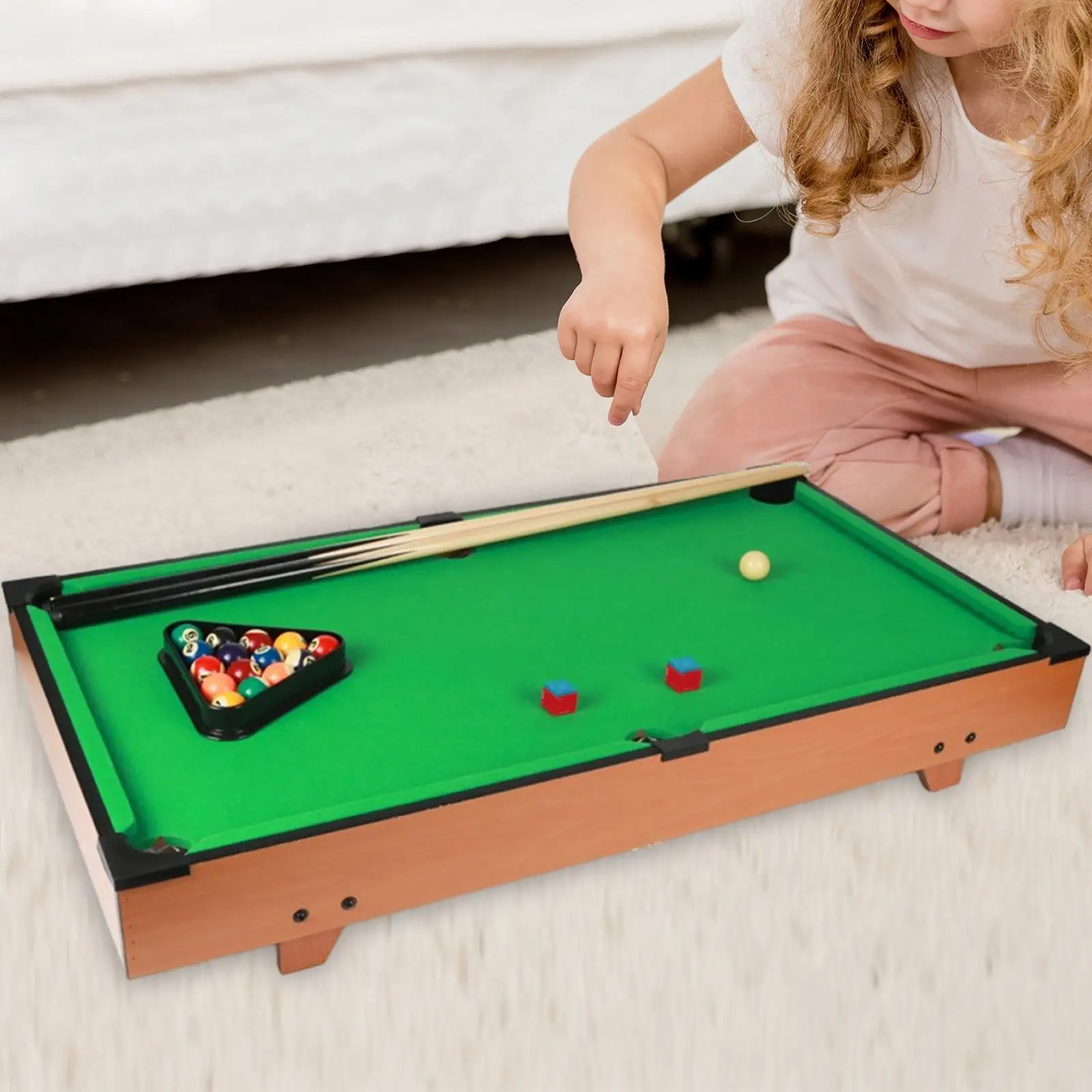 Mini Pool Table Set for Kids with Chalks Mini Tabletop Billiards Table Desktop Snooker Table for Family Kids Children Girls Boys