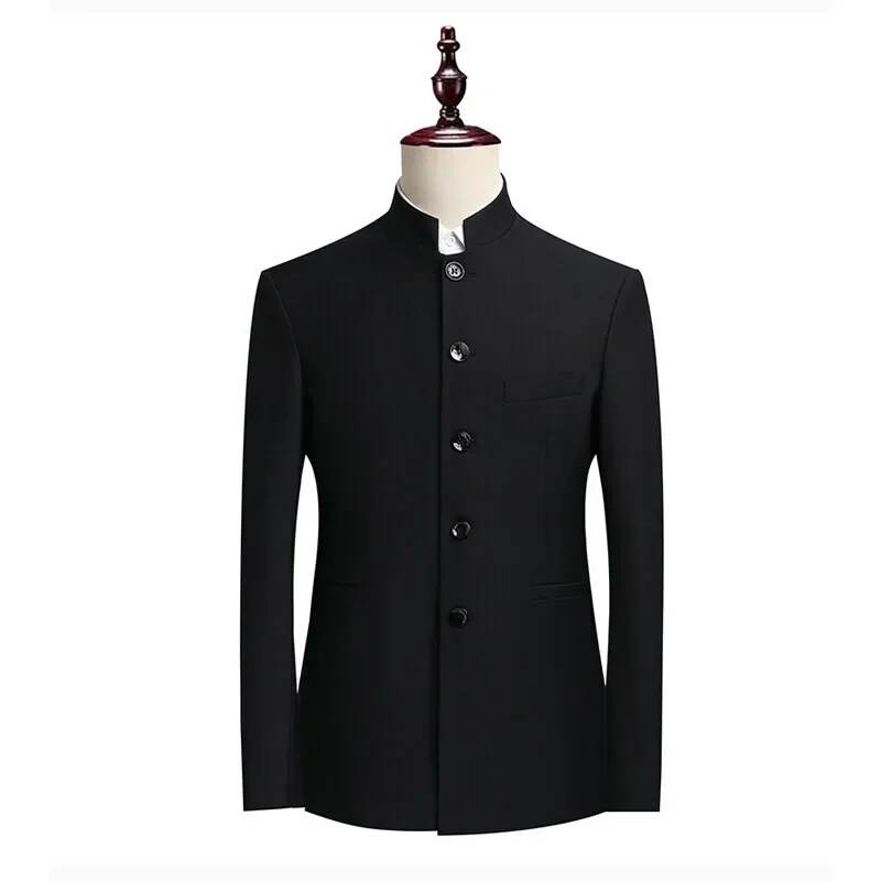 السترة الرجال الموضة شهم الأعمال التخسيس في الهواء الطلق تشونغشان دعوى العصرية مأدبة المضيف عادية الزفاف الوقوف طوق السترة #4