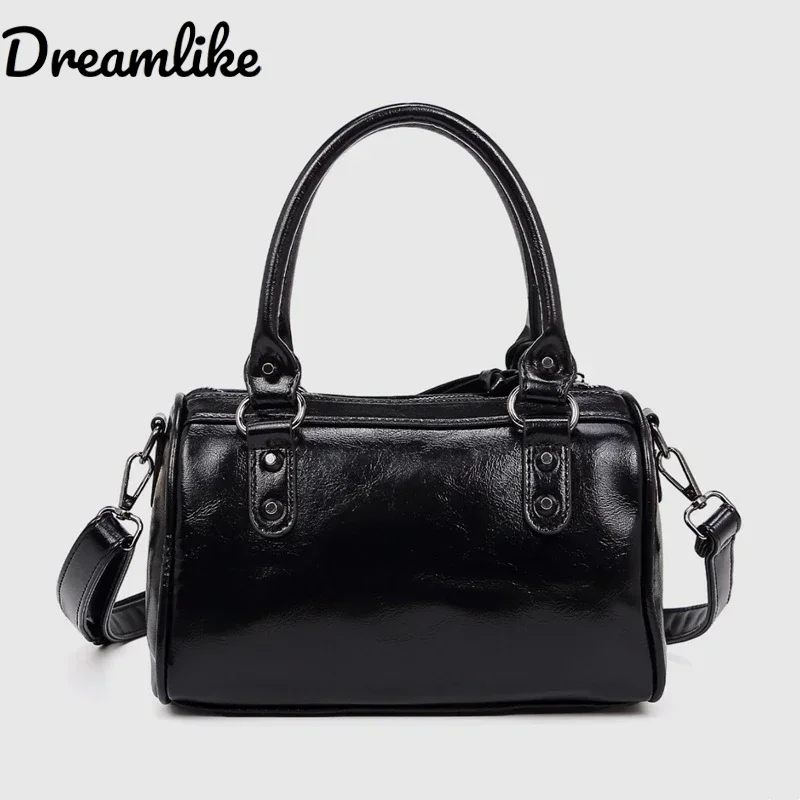 

Fashion Rivets Large Capacity Pillow Bag Bowling Motorcycle Handbag Single Shoulder Crossbody Women's Bag