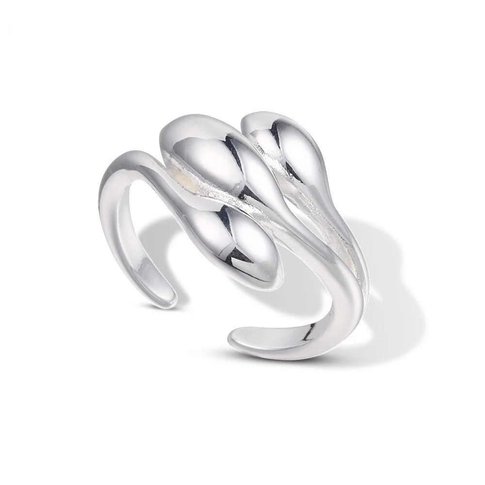 925 Sterling Silver Jewelry Novelty Snakes Design Opening Band Resizable Finger Rings for Women Men Unisex Hot Sale Bijoux