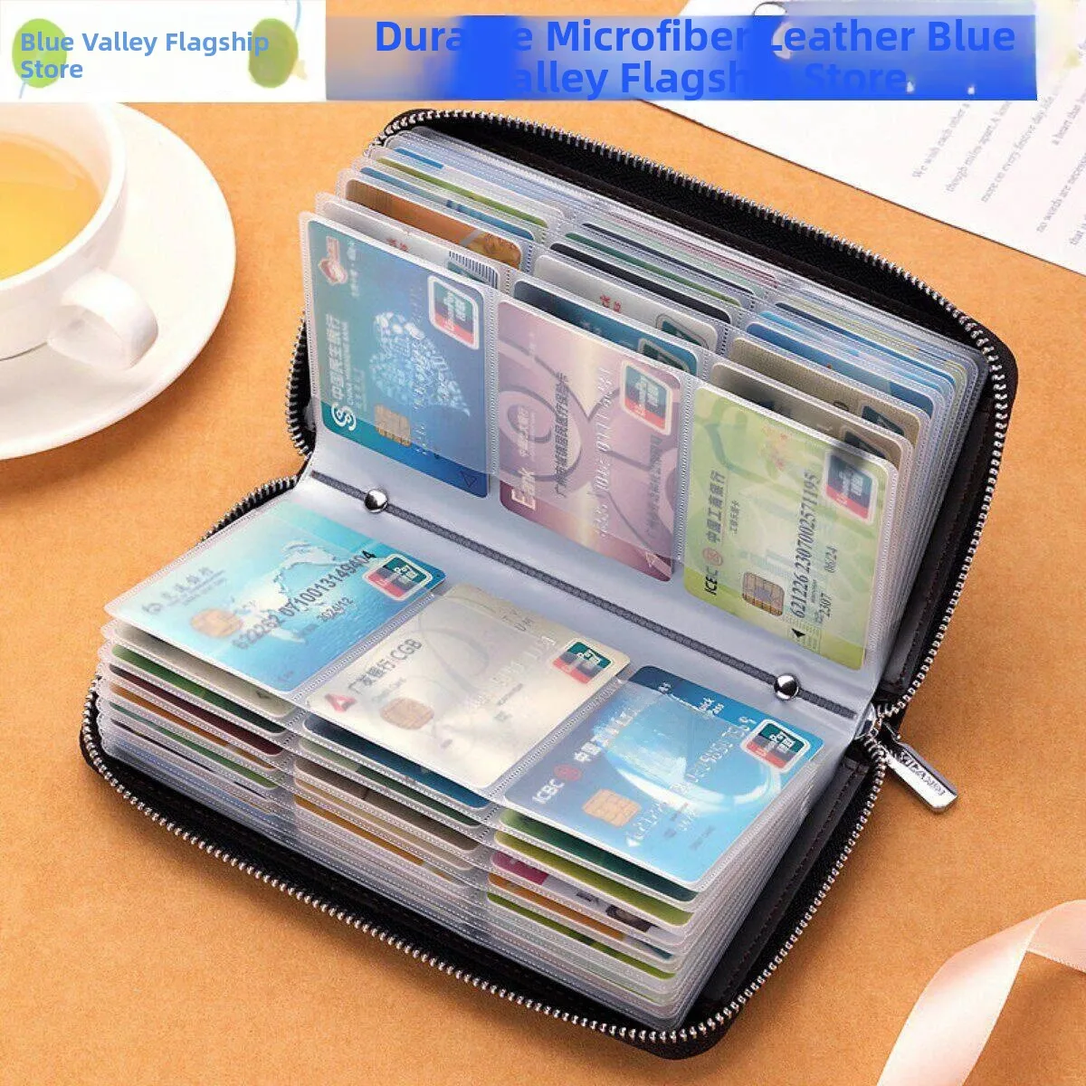 Multi-Card Slot Wallet Large Capacity Zipper Functional Ladies ID Document Storage Bag Men's Integrated Anti-Magnetic Wallet