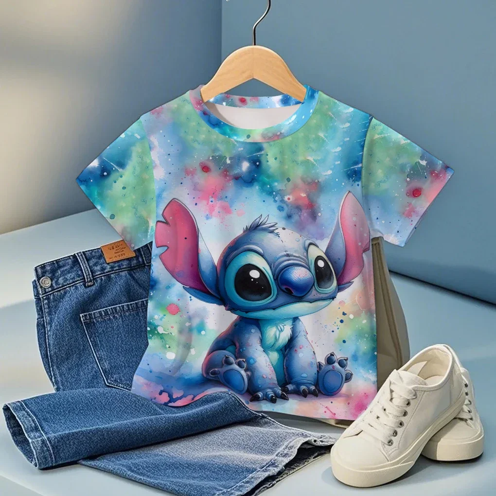 

3D Stitch Print 2025 Summer New Casual Design Cartoon Fashion Kids Teenagers Girls Boys Hot Sale Pretty T-shirt