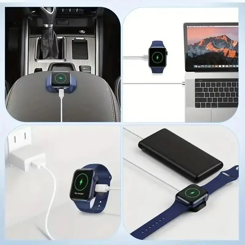 Portable Magnetic Watch Wireless Charger With Keychain For Apple Watch Series 9 SE 7 6 5 4 3 2 Type C/8 Pin Double Port Charger - view 4