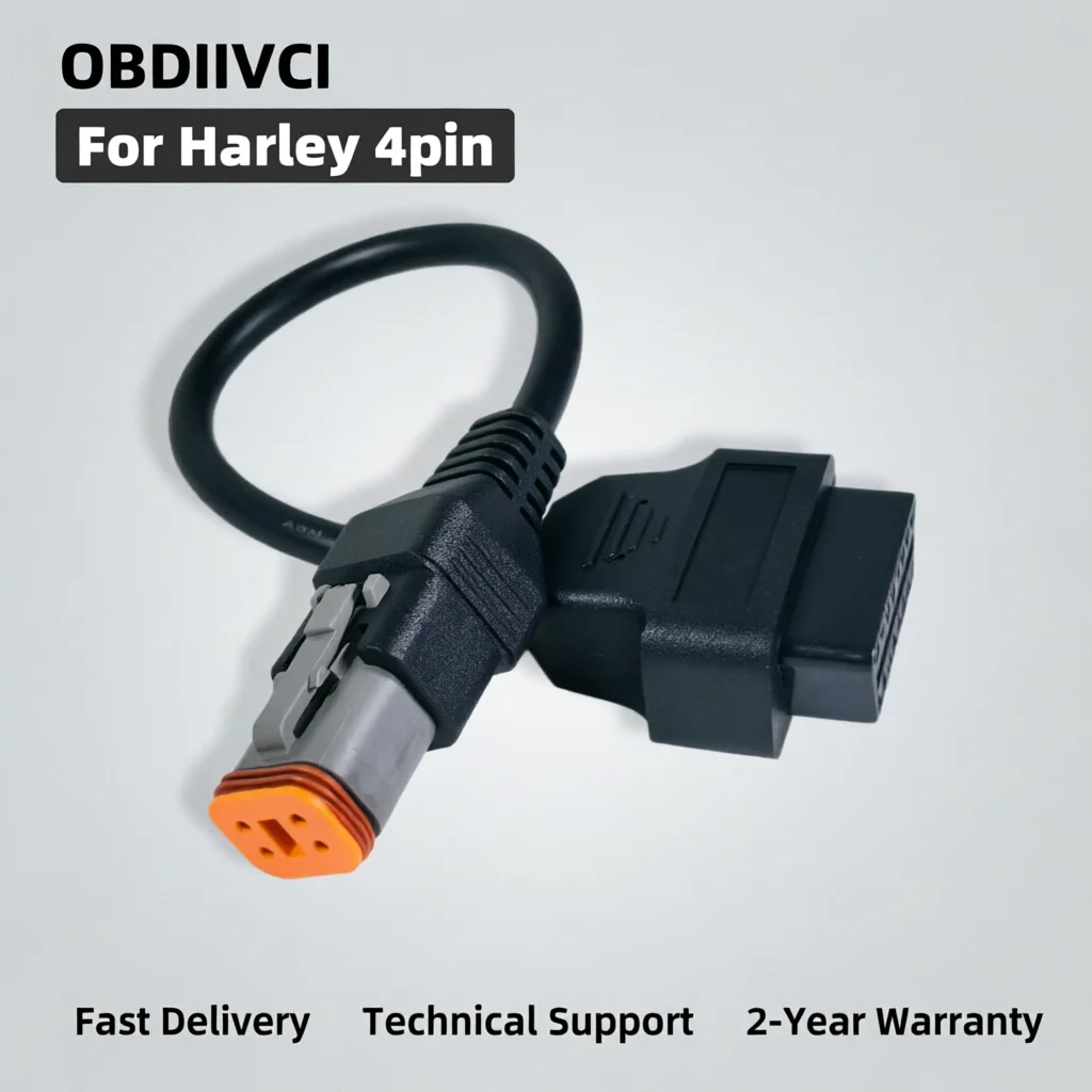 

Кабель-адаптер OBDIIVCI для мотоциклов Harley, 4-контактный, для диагностического сканера OBD2, удлинительный кабель OBD2