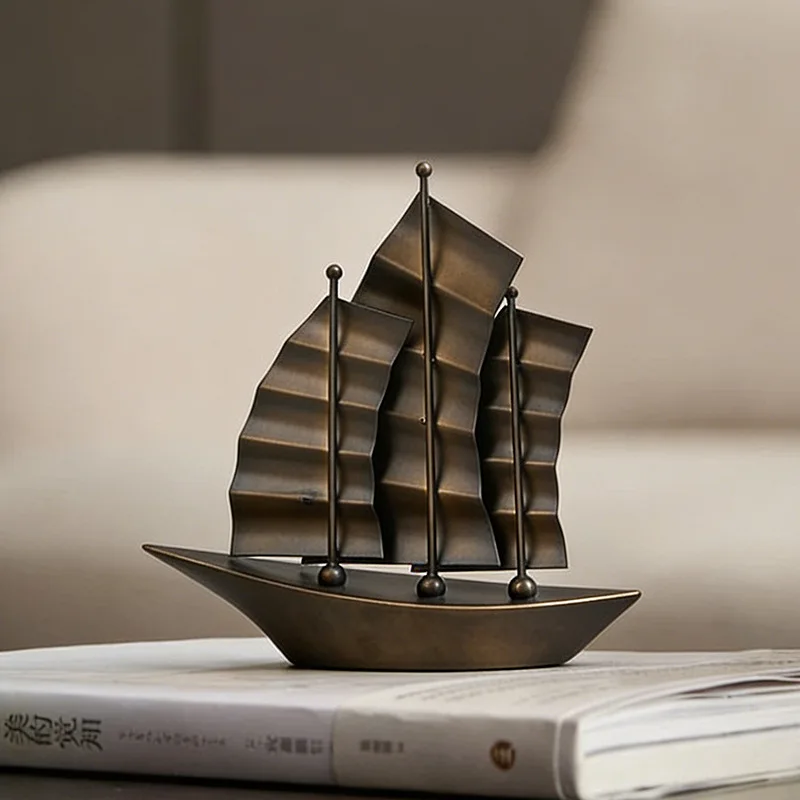 Art sailing feng shui ornament new Chinese model room sales office window bookcase desktop soft decoration