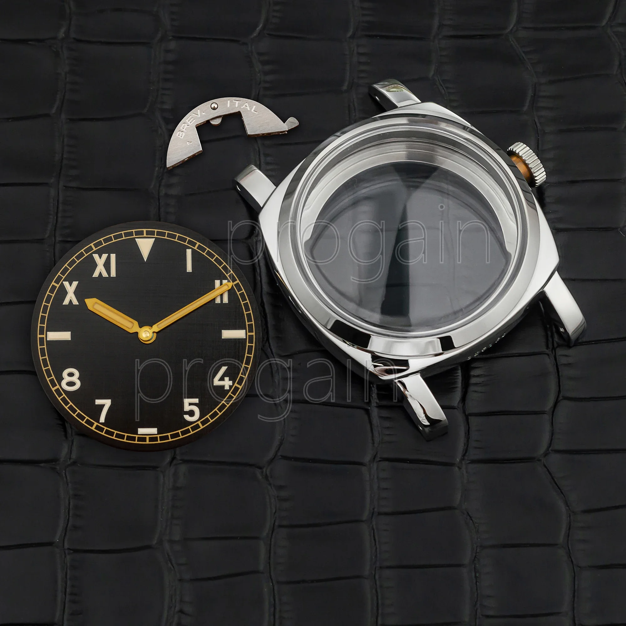 

47mm Stainless Steel Mod Vintage watch Case Dial Hands 10ATM Waterproof for PAM 6152 ETA6497/6498/ST3600 Movement mod parts