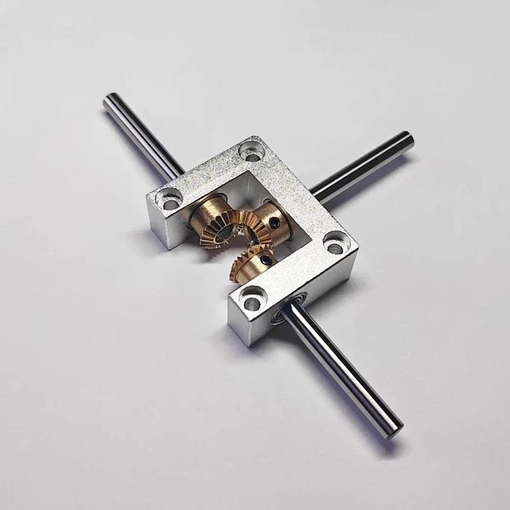 Mini Cross Commutator Right Angle Translator Micro 90 Degree 1:1 Gearbox Bevel Gear T-Type Transmission Case Dual Output Shaft