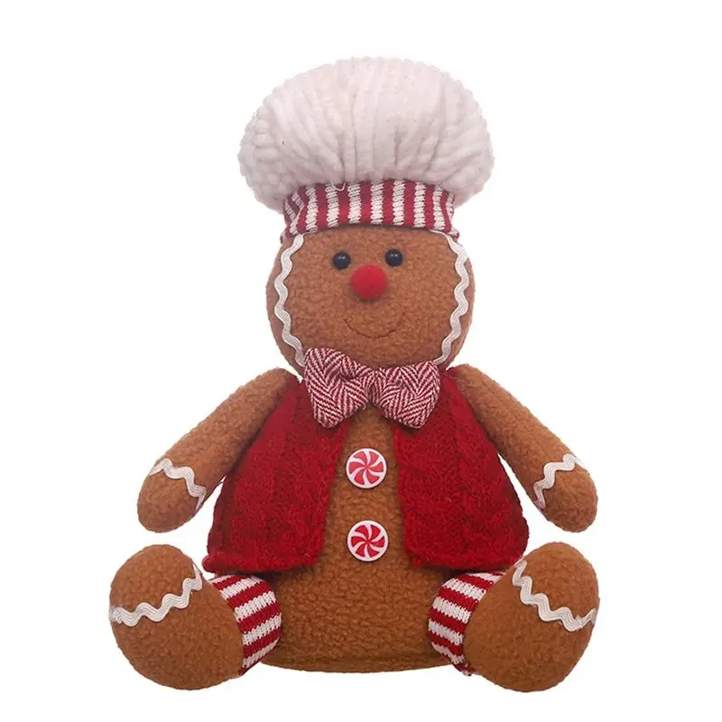 AT13 Christmas Decorations, Cartoon Sitting Gingerbread Figurines, Desktop Decoration Props