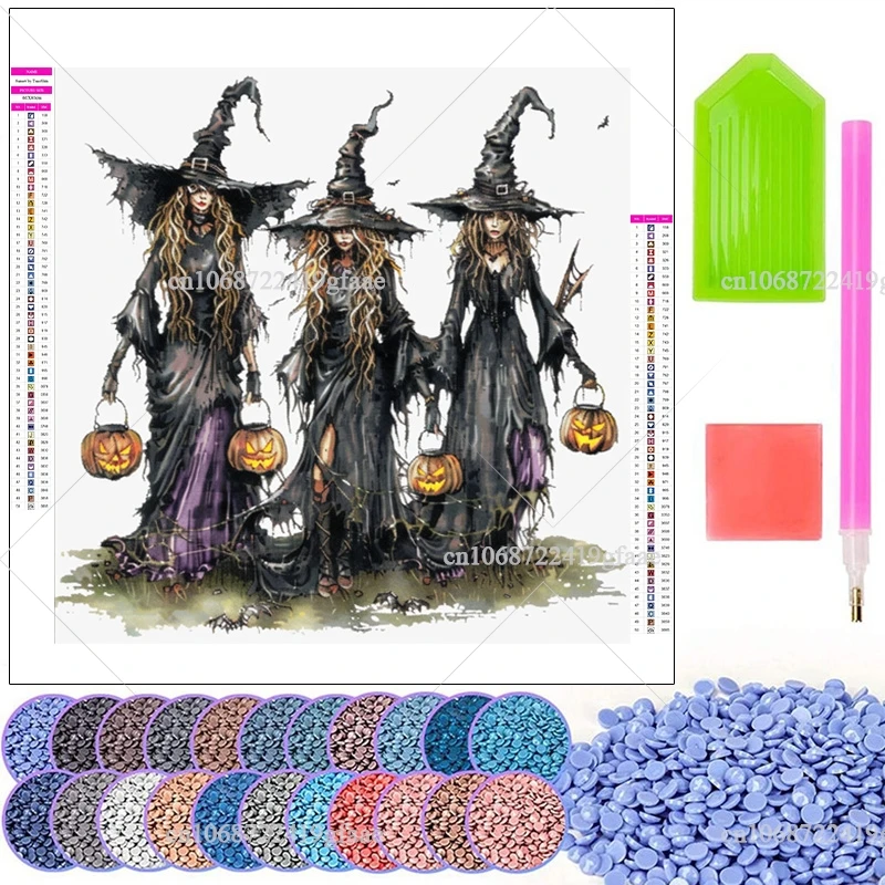 Witchy Diamond Painting Kits Halloween Full AB Drill Diamond Pictures Embroidery Mosaic Cross Stitch Crafts Wall Art Decor