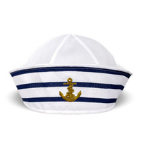 Men Women Sail Hats Blue with White Captain Caps Costume Cosplay Party Performance Accessory Dressing Up Bonnets
