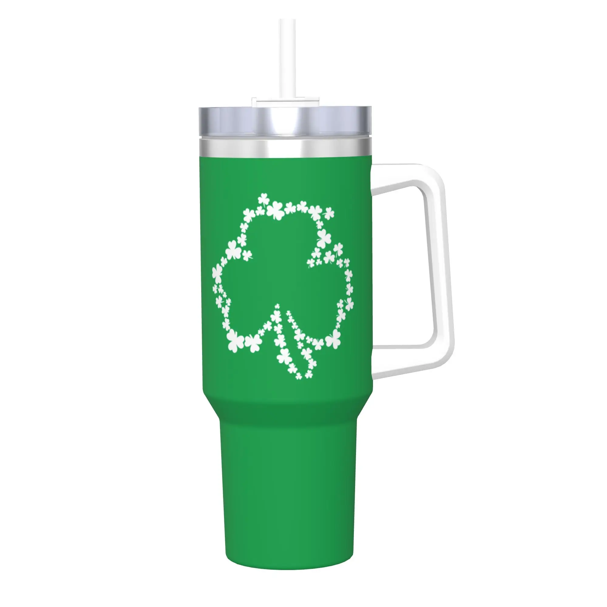 

St. Patrick Paddy's Day Insulated Tumbler with Straws Irish saint patrick Stainless Steel Thermal Mug Outdoor Bottle Cups, 40oz