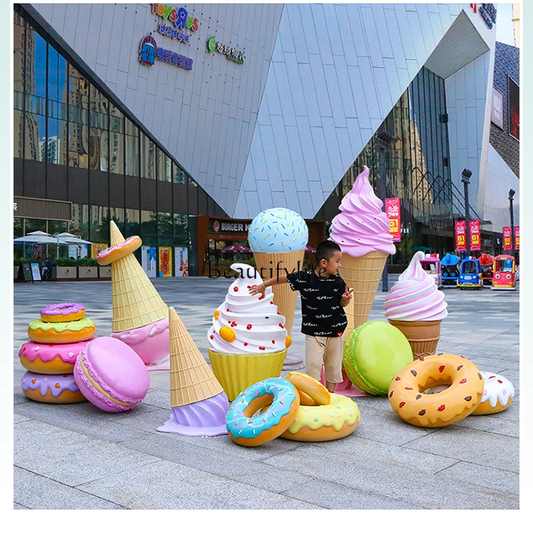 Shopping Mall Ice Cream Floor Large Decoration Milk Tea Shop Doorway Model Fiberglass Decoration