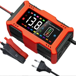 12 6A Fully Automatic Car Battery Charger Pulse Repair LCD Battery Charger Auto Moto Lead Acid Battery Smart Charging Charger