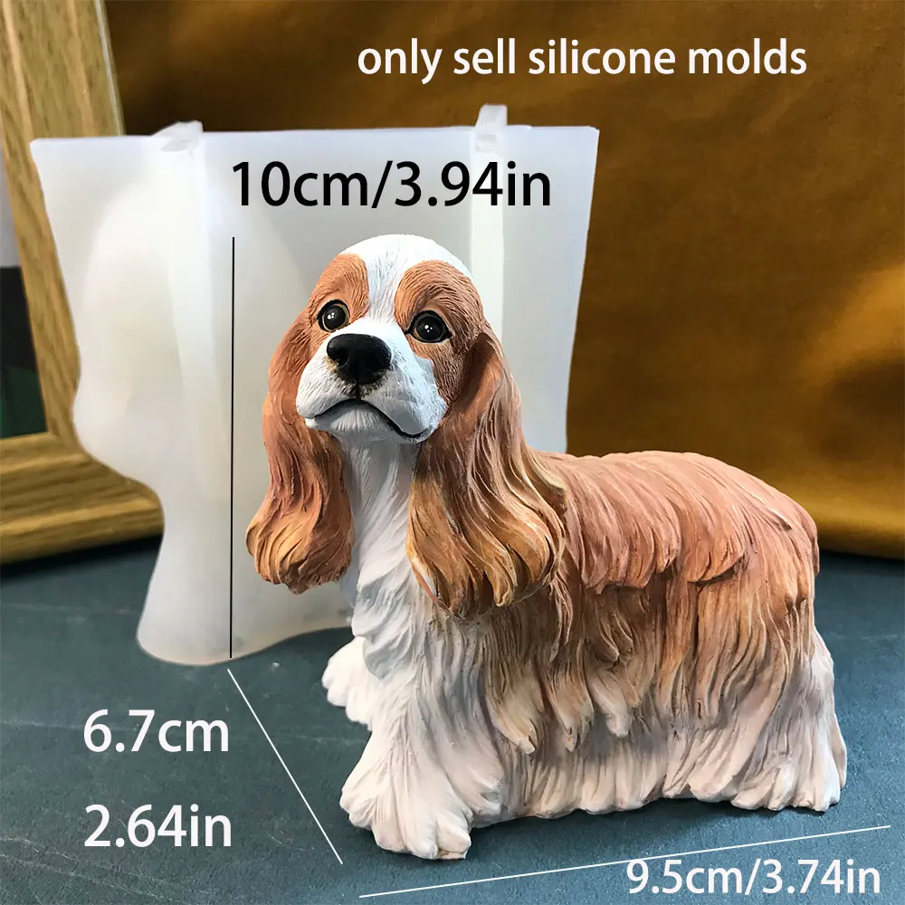 Molde de silicona 3D para perro Cocker Spaniel, bricolaje, resina epoxi para perro mascota, recuerdo de yeso, molde de animales, decoración del hogar para amantes de los perros
