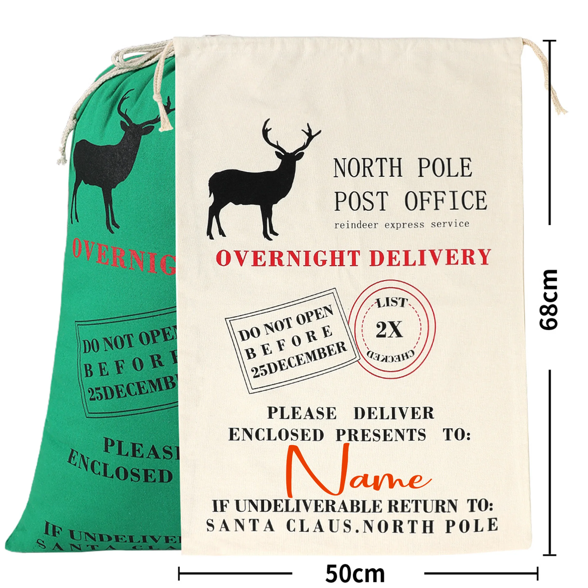 

Personalized Printing Name Christmas Canvas Bag Gift Bag Canvas Drawstring Christmas Bag Gift Bag Bundle Pocket Canvas Bag